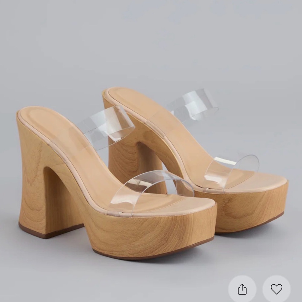 Windsor Clear Strap Tan Platform Wedges/ Heels